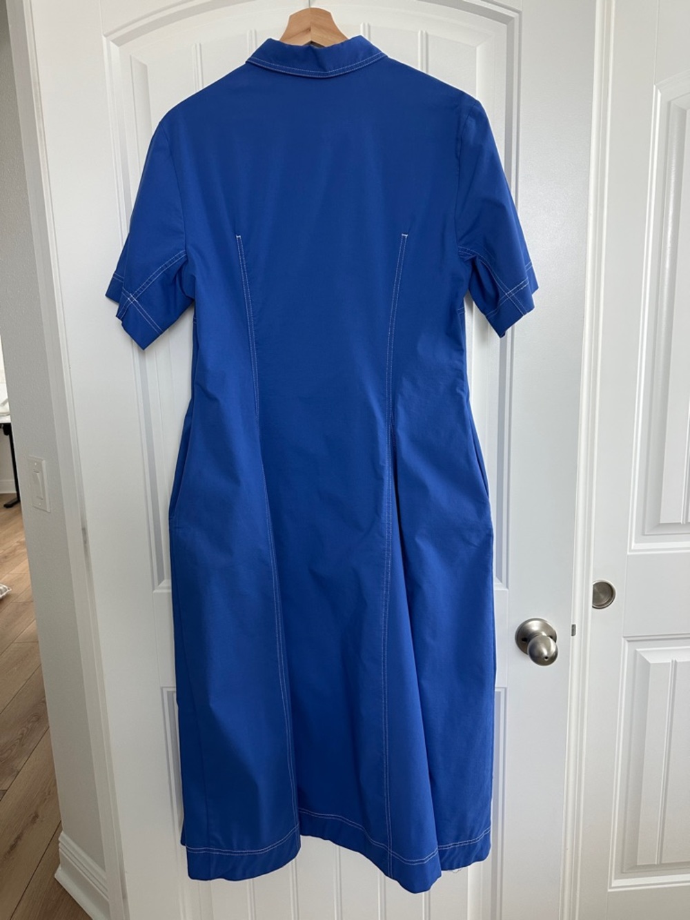 Anthropologie/Exquise Cobalt Blue Button-Front Shirt Midi Dress - Picture 9 of 11